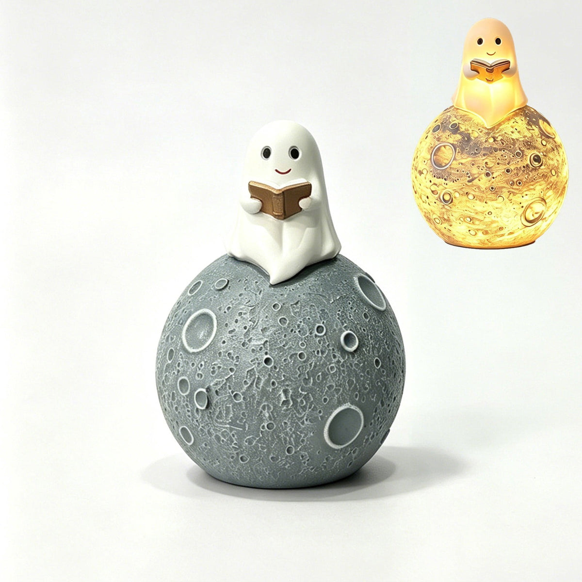 Sahpxhe Halloween Ghost Lamp Decor Warm LED Light for Halloween Mantel Shelf Tabletop Spooky Indoor Halloween Decor