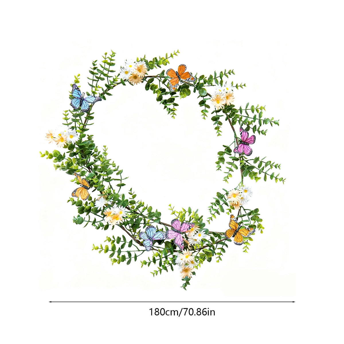 yulier Artificial Garland 70.86 inch Spring Garland with Flowers, Faux Vines Floral Hanging Garland for Holiday Wedding Spring Home Party Window Door Fireplace Table Indoor Outdoor Decor