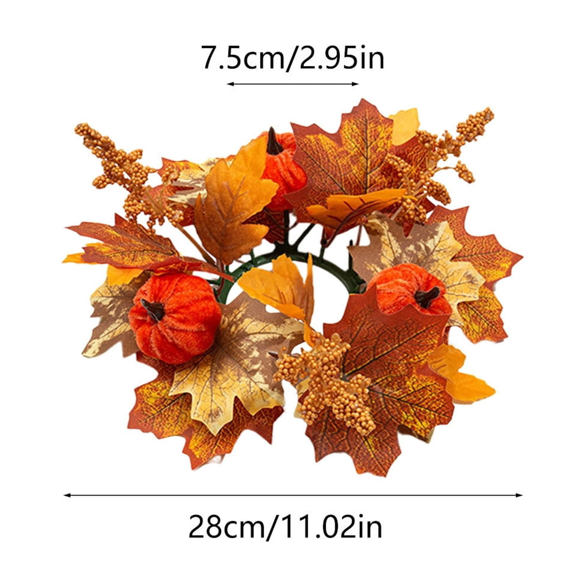Fall Maple Leaf Front Door Wreath, Multicolor Plastic Seasonal Wreath for Halloween Thanksgiving Christmas Indoor Wall Fireplace Home Decor, 9.84 Inch