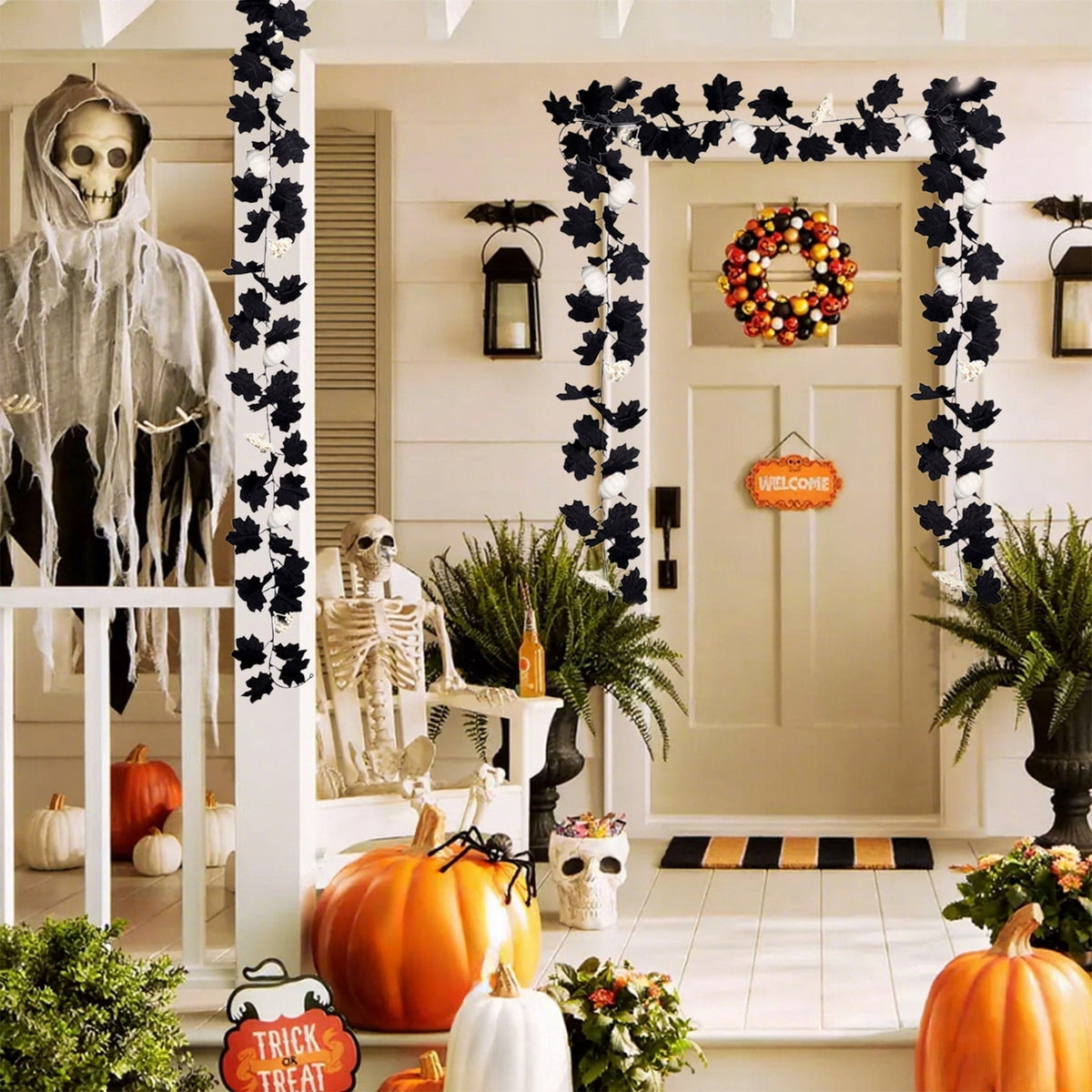 XGFHYJEH Halloween Decor, Halloween Decorations, Halloween Decorations Indoor, Halloween Decor Indoor, Halloween Garland Halloween Pumpkin Rattan Maple Leaf Rattan