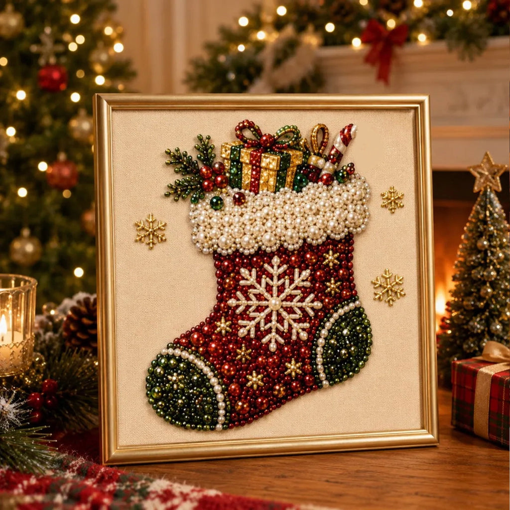JWZZYD DIY Christmas Pearl Painting Art Kit with Frame, 9.8" Christmas Pearl Beads Art Craft Set, Gemstone Dots Beads for Holiday Christmas Wall Decor, Decoration Gift(Reindeer)