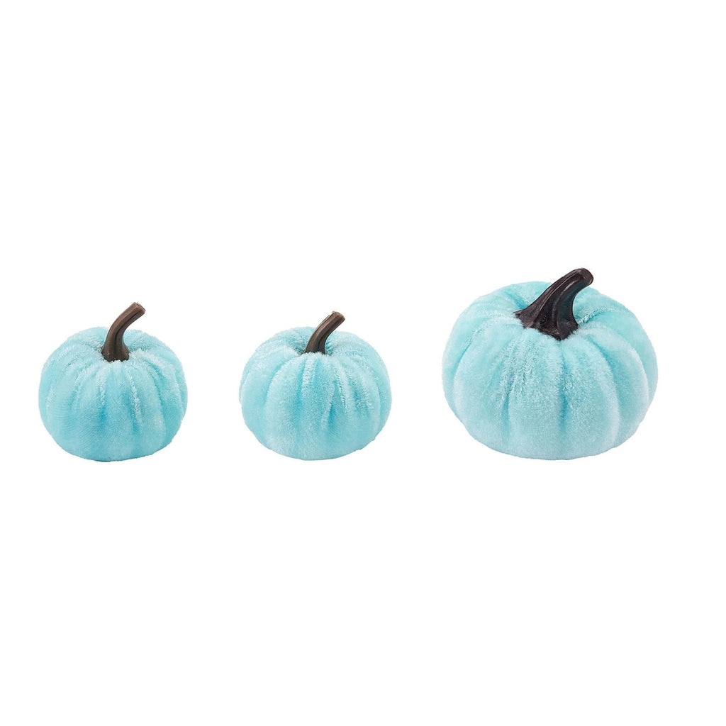 Bazyrey Velvet Pumpkins Fake Mini Pumpkin,Halloween Decor 12pcs Artificial Fake Velvet Pumpkins Decoration for Fall(Blue+White),Happy Halloween Thanks Giving Day Autumn Decorations
