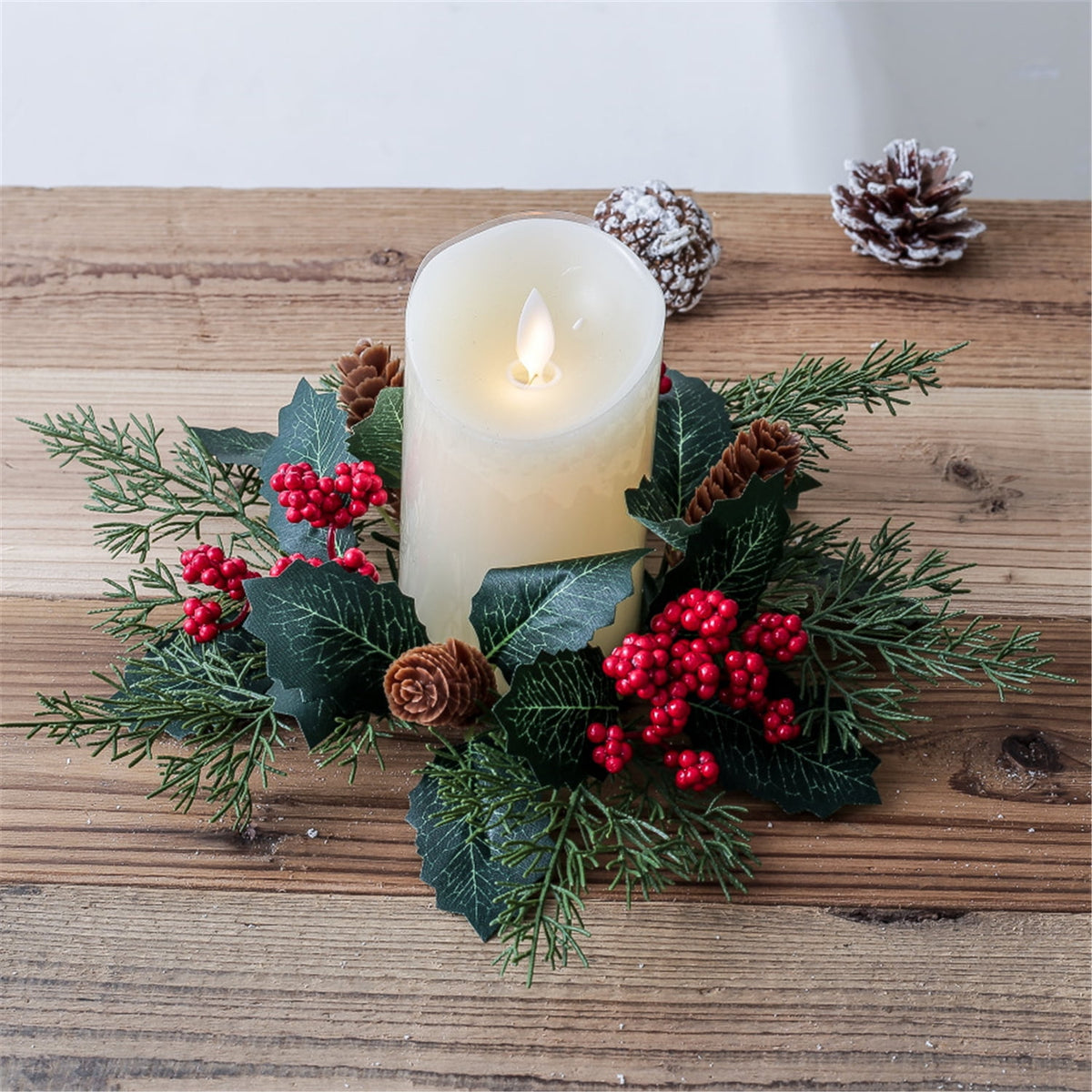 TETOU 2Pcs Halloween Candle Rings Wreath for Pillar Candle Holder, Maple Leaf Black Rose Small Wreaths for Fall Thanksgiving Home Table Centerpieces, Cabinet Decorations - Black