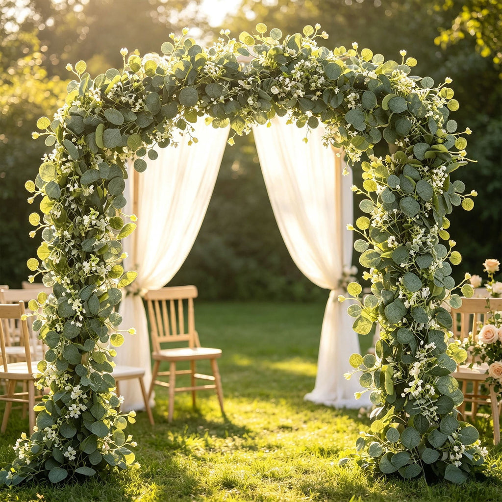 yulier Artificial Garland 70.86 inch Spring Garland with Flowers, Faux Vines Floral Hanging Garland for Holiday Wedding Spring Home Party Window Door Fireplace Table Indoor Outdoor Decor