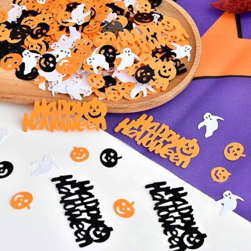 Halloween Confetti - Glitter Pumpkin Spider Webs Foil Metallic Sequins Trick or Treat Party Sprinkles Decorations, 60g