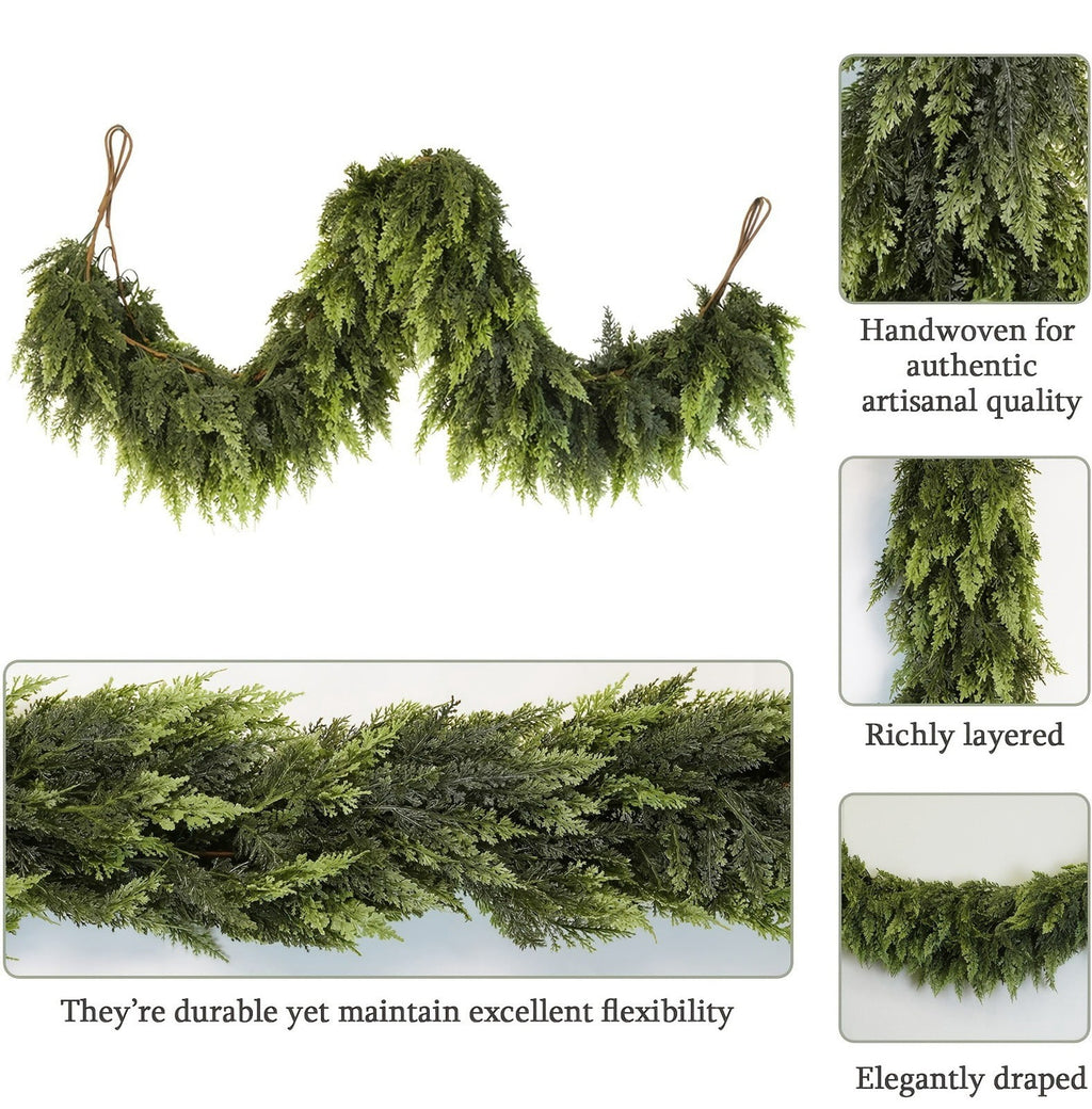 Spring Artificial Flowers Garland, 70 inch Fake Eucalyptus Vine Cherrys Blossoms Hanging Garland Rattan for Mantle Fireplace Wedding Indoor Outdoor Home Decor