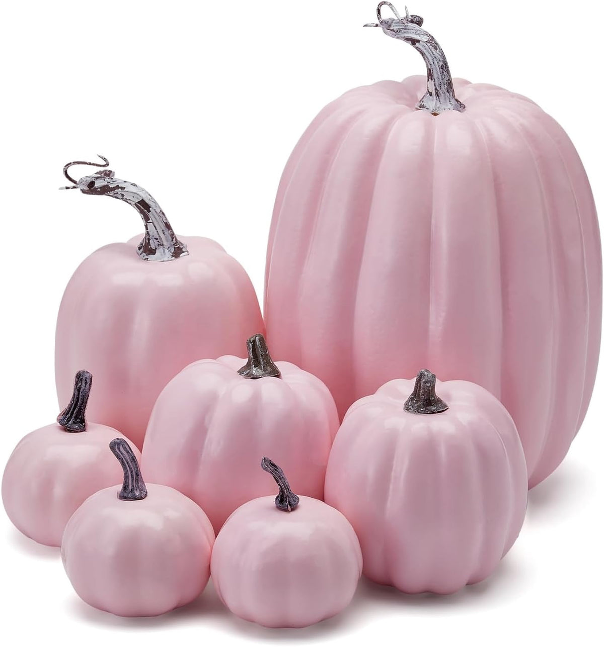 7Pcs Artificial Pumpkins Fall Decoration Assorted Faux Pumpkin Cute Foam Pumpkins for Home Outside Halloween Decorating