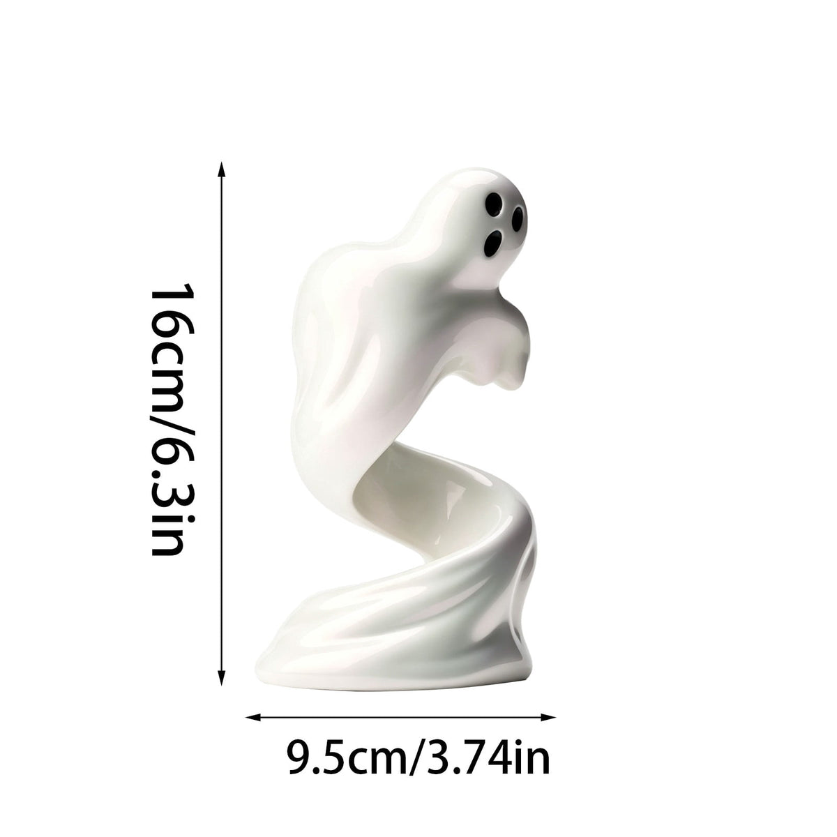 Halloween Ghost Figurine, Resin Lighted Ghost Ornament with Pumpkin Lantern & Beverage Cup, Tabletop Halloween Indoor Decor