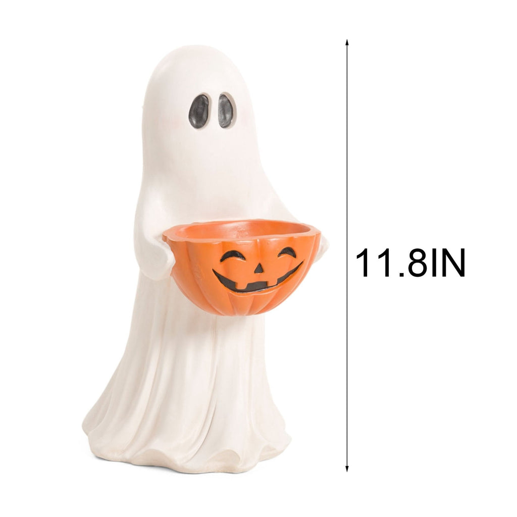 Fall Decorations for Home, 7.9in Lighted Halloween Scarecrow Dog Figurine, Resin Thanksgiving Halloween Garden Dogs Figurines for Autumn Harvest Porch Yard Garden Decor