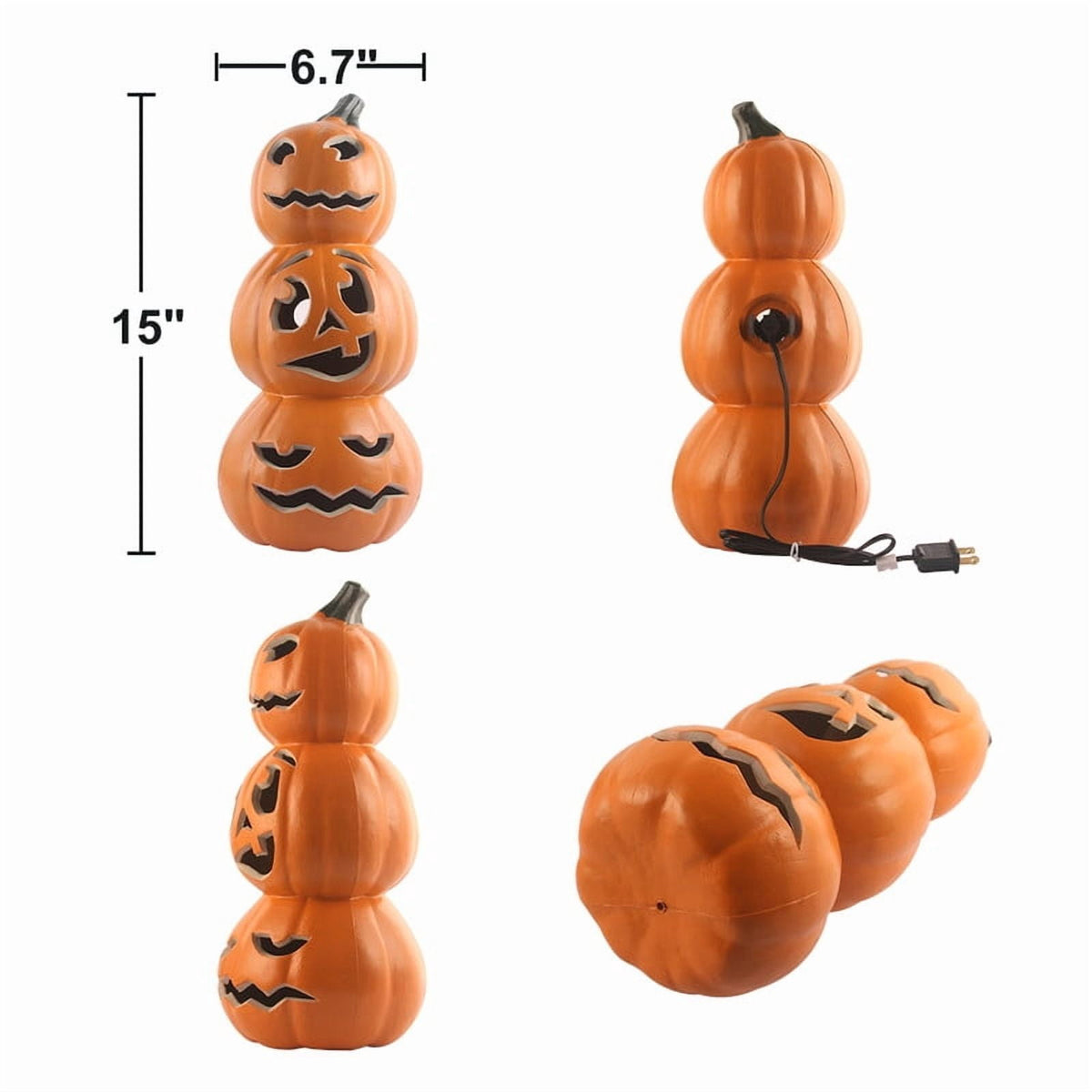 Every Moment Counts Waterproof 16" Glow Jack O'Lantern, Halloween Decorations, Led Pumpkin Lights, Waterproof Scare Light with Stake for Graveyard & Porch Terror, Outdoor Halloween Decor