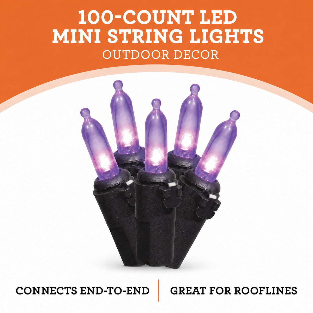 Indoor/Outdoor 100-Count LED Mini String Lights, Orange, 19.5', Halloween by Way To Celebrate