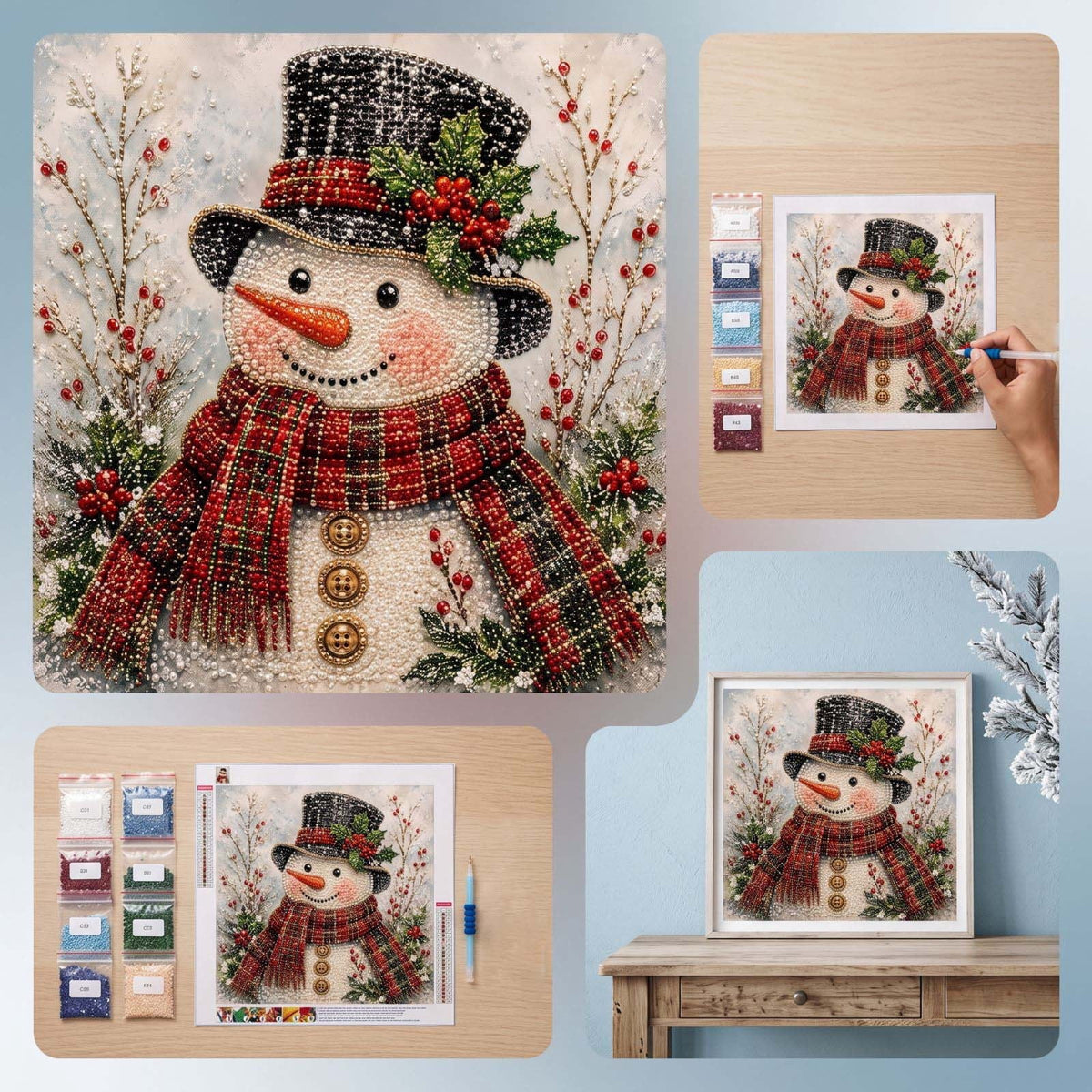 JWZZYD DIY Christmas Pearl Painting Art Kit with Frame, 9.8" Christmas Pearl Beads Art Craft Set, Gemstone Dots Beads for Holiday Christmas Wall Decor, Decoration Gift(Reindeer)