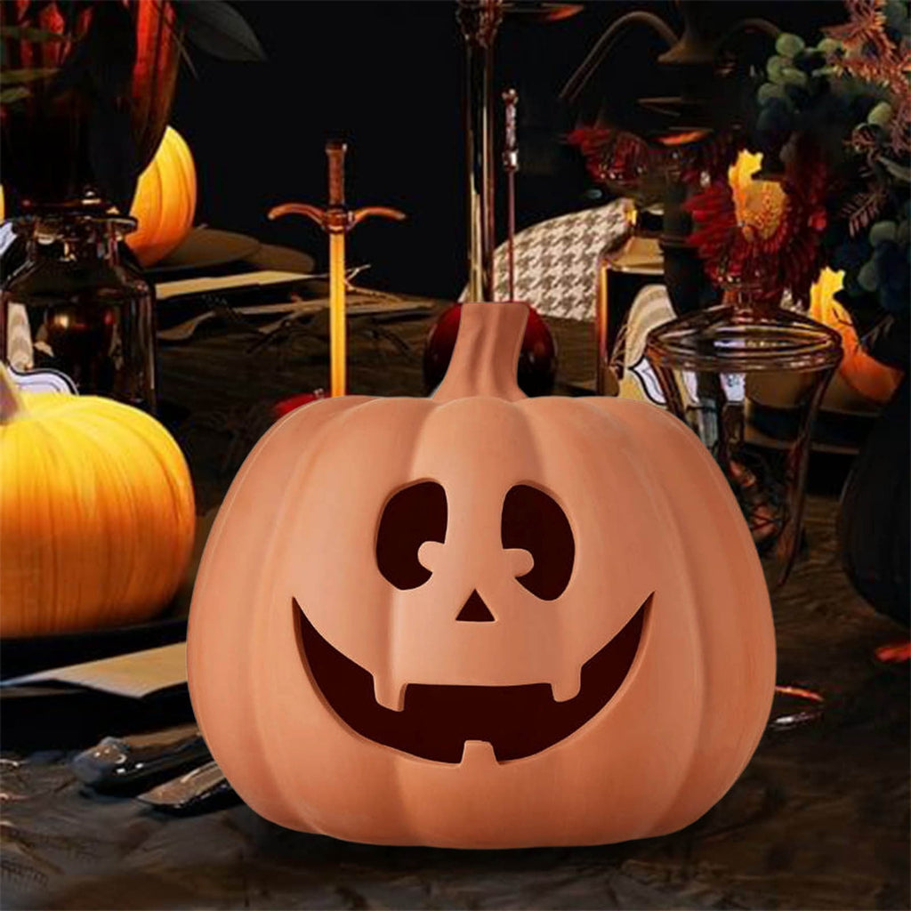 Luoshdecor Pumpkin Decoration , Resin Reusable Carved Pumpkin for Thanksgiving Halloween Fall Indoor Outdoor Decor Party Supplies
