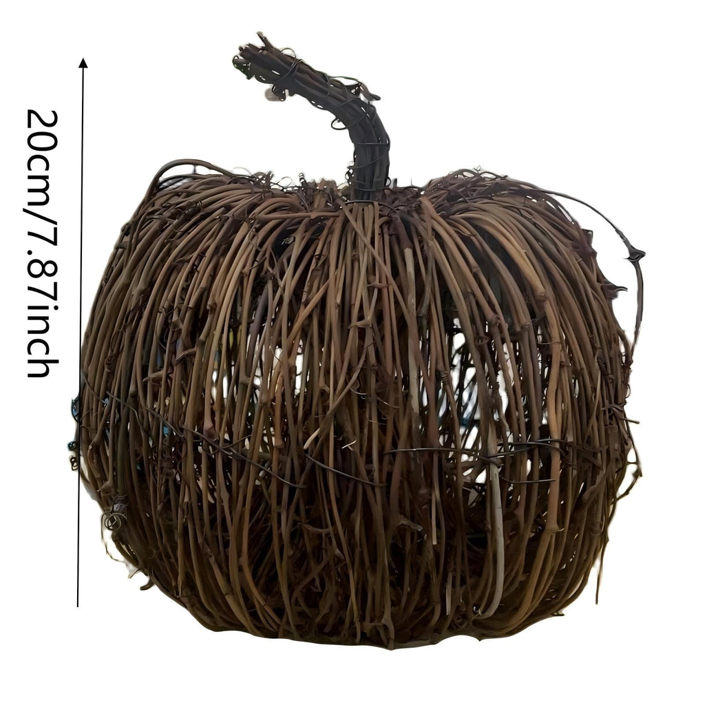 Handwoven Pumpkin Lantern, Rustic Vintage Halloween Decor, 28cm Woven Pumpkin Lantern Without LED Candle Light, Pumpkin Ornament for Mantel Doorstep Halloween Party Decorations