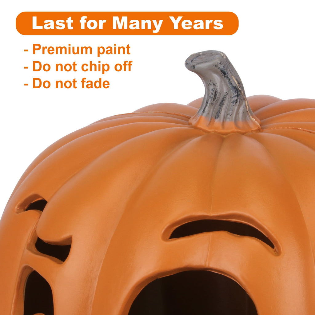 Gamexcel 3 Pack Light Up Jack O Lantern Pumpkins, 10/14/16 in Waterproof LED Halloween Decorations for Indoor Outdoor Porch Yard