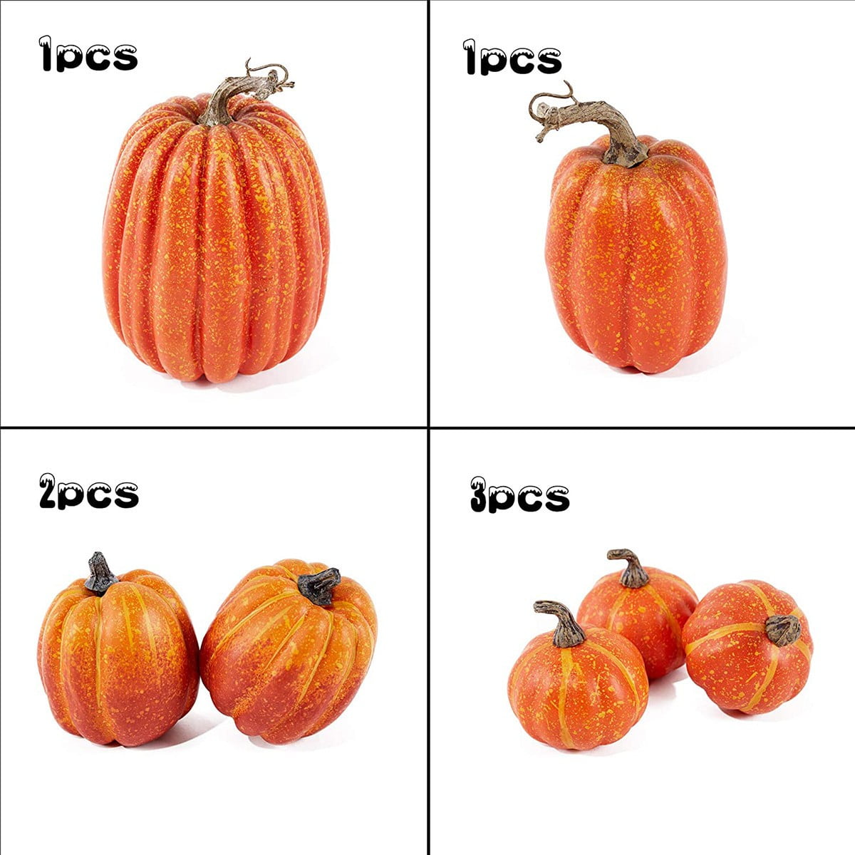7 Pcs Assorted Size Artificial Pumpkin Set, Realistic Foam Pumpkin Decorations for Halloween Fall Harvest Decor, Thanksgiving Table Decor Centerpiece, Farmhouse Seasonal Home Decor and Party Display