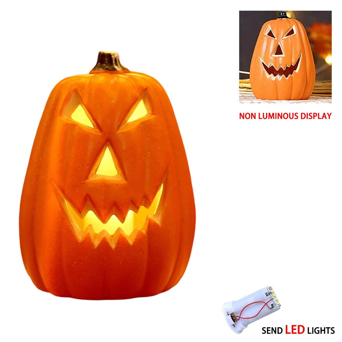 Halloween Lighted Pumpkin Large Plastic LED Pumpkin Decoration for Outdoor Yard Porch Home Storefront Shopping Mall Holiday Display Decor