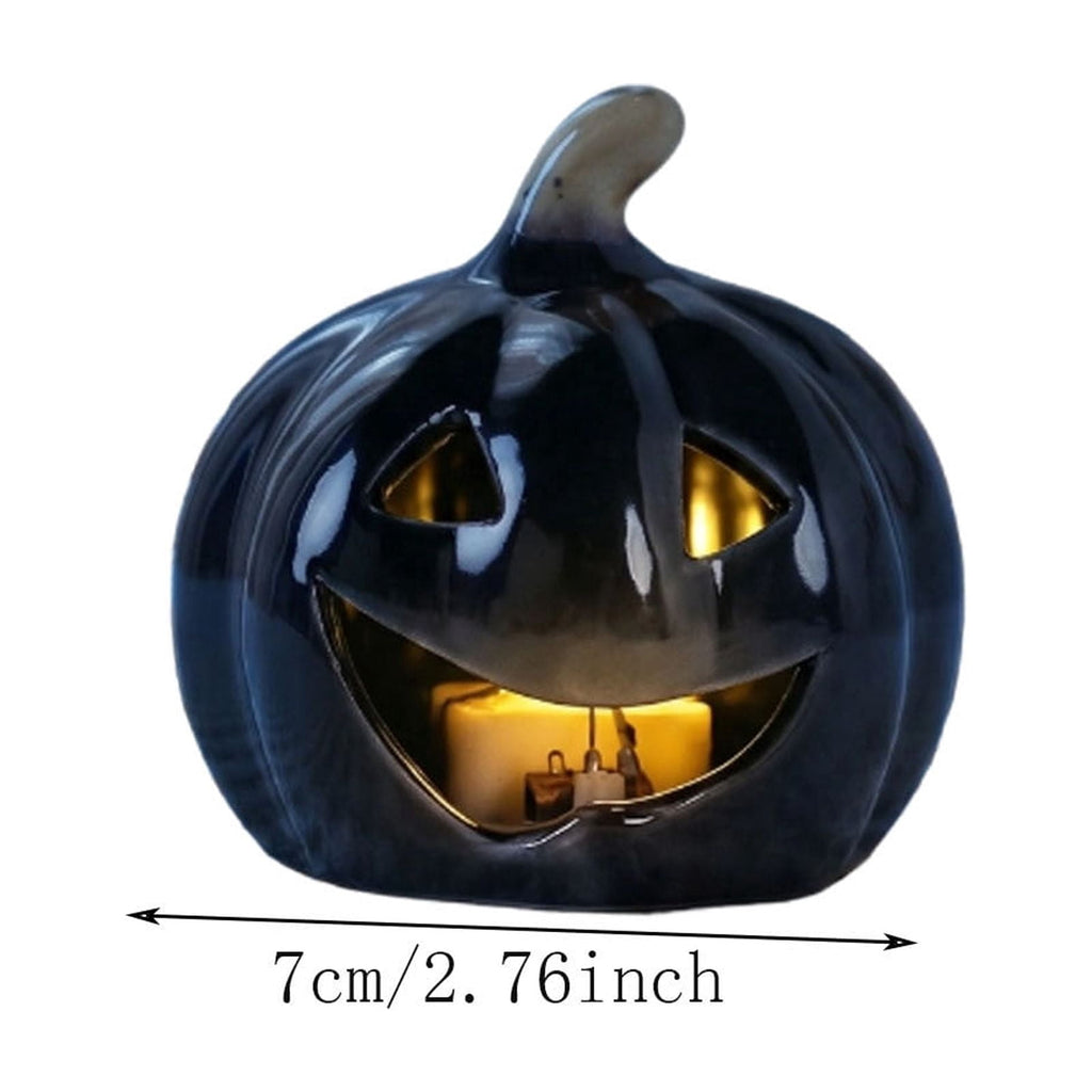 LEFXSMR Pumpkin Night Light, Ceramics Glowing Pumpkin Decor with Led, Waterproof Halloween Light for Home Holiday Desktop Decor