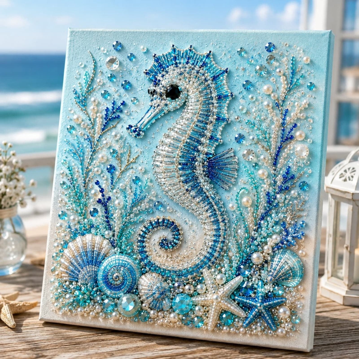 JWZZYD DIY Christmas Pearl Painting Art Kit with Frame, 9.8" Christmas Pearl Beads Art Craft Set, Gemstone Dots Beads for Holiday Christmas Wall Decor, Decoration Gift(Reindeer)