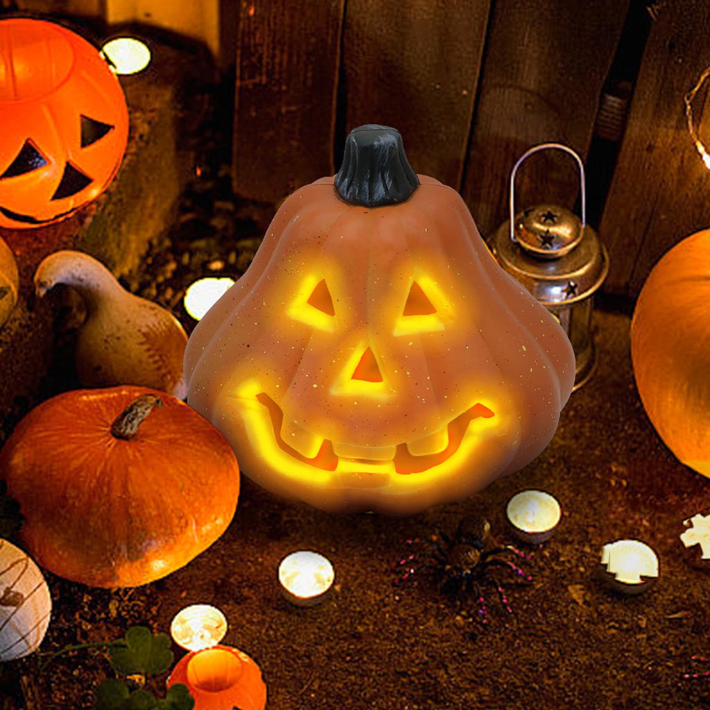 Harlier Halloween Decorations Pre-lit Pumpkin Lantern, Artificial Harvest Pumpkins for Outdoor Indoor, Battery Operated Lighted Halloween Pumpkin Decorations Party Favor Gifts