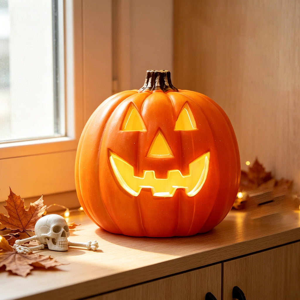 Halloween Lighted Pumpkin Large Plastic LED Pumpkin Decoration for Outdoor Yard Porch Home Storefront Shopping Mall Holiday Display Decor