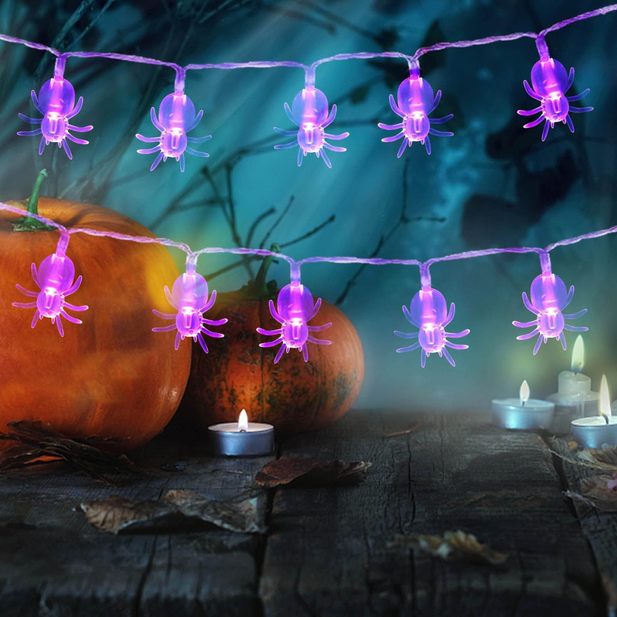 Halloween's String Lights Battery Operated 6.56FT 10 LED 3D Pumpkin Bat Ghost Light with Timer 8 Light Modes For Window Indoor Outdoor Decor Halloween Party Decorations
