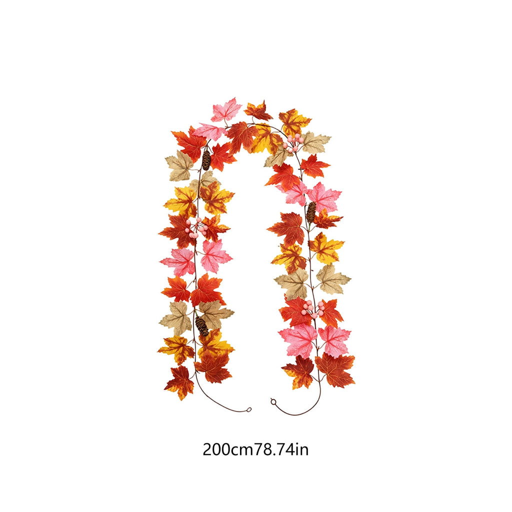 Fall Maple Leaf Front Door Wreath, Multicolor Plastic Seasonal Wreath for Halloween Thanksgiving Christmas Indoor Wall Fireplace Home Decor, 9.84 Inch