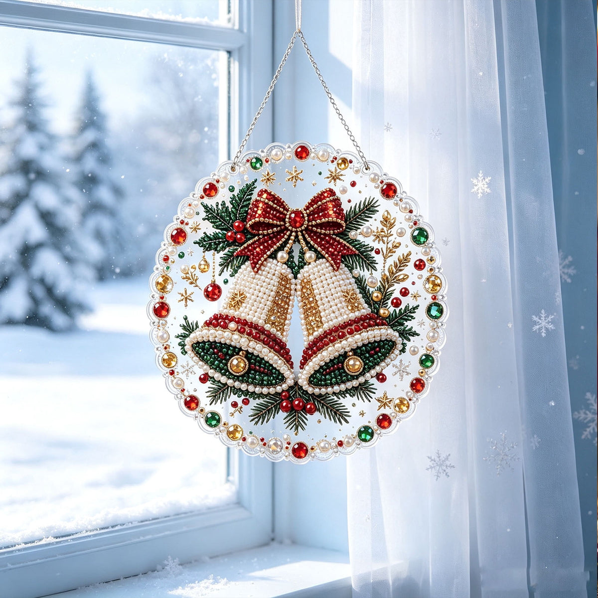 JWZZYD DIY Christmas Pearl Painting Art Kit with Frame, 9.8" Christmas Pearl Beads Art Craft Set, Gemstone Dots Beads for Holiday Christmas Wall Decor, Decoration Gift(Reindeer)