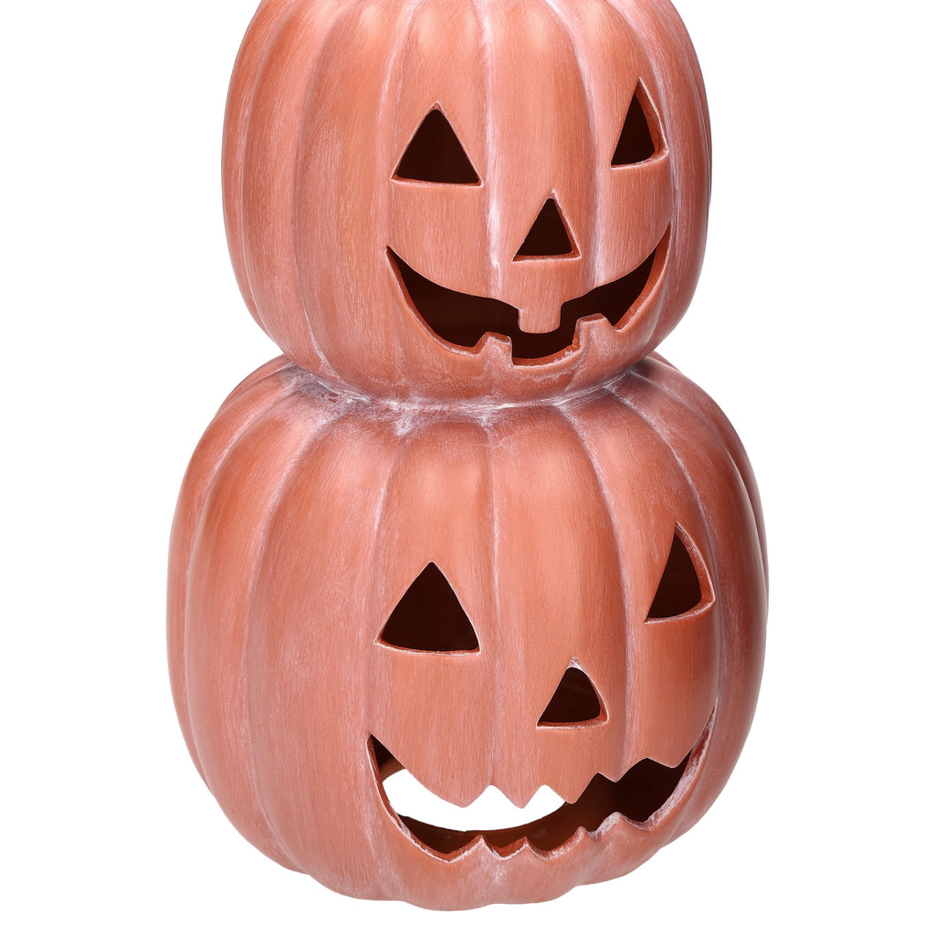 Ceramic Stacked Jack-o'-Lantern Decoration, Terracotta, 11.25", Halloween by Way To Celebrate