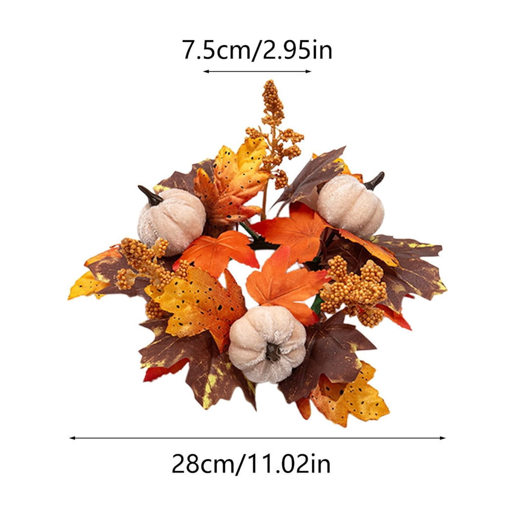 Fall Maple Leaf Front Door Wreath, Multicolor Plastic Seasonal Wreath for Halloween Thanksgiving Christmas Indoor Wall Fireplace Home Decor, 9.84 Inch