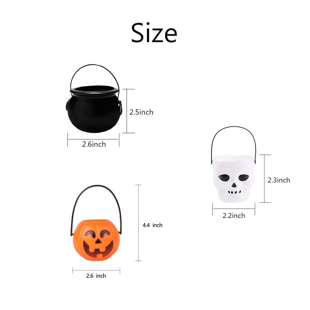 CRAZY NIGHT 12PCS Mini Halloween Pumpkin Candy Bucket, Plastic Trick or Treat Basket for Kids, Portable Halloween Candy Pumpkin Pails for Halloween Party Decor Favors