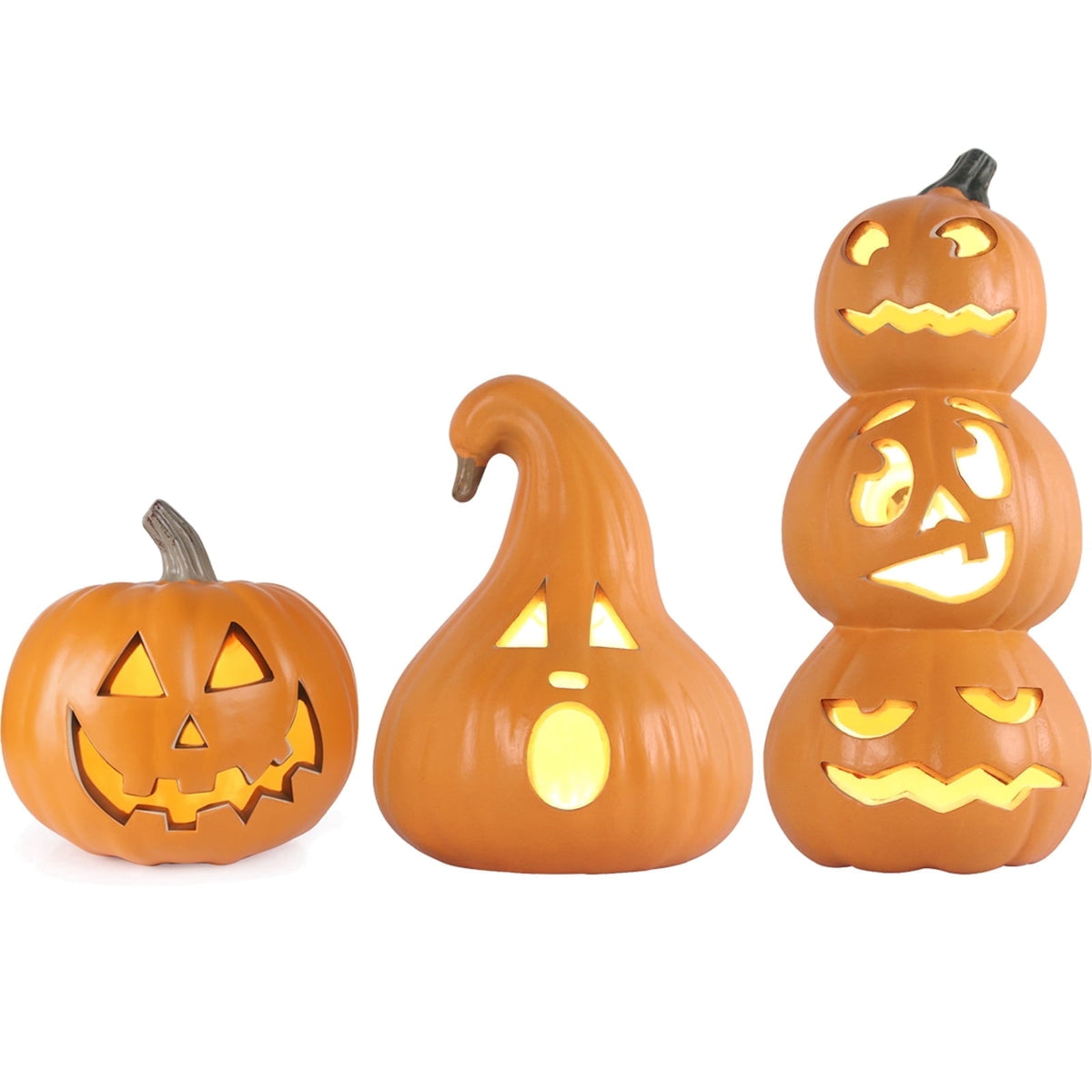 Gamexcel 3 Pack Light Up Jack O Lantern Pumpkins, 10/14/16 in Waterproof LED Halloween Decorations for Indoor Outdoor Porch Yard