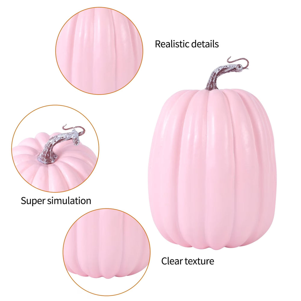 CQHVKQ 8 Inch Large Artificial Pumpkin Fall Decorations, Realistic Fake Harvest Pumpkin, Orange Gold Decorative Pumpkins for Table Centerpieces, Fall, Thanksgiving & Halloween DIY