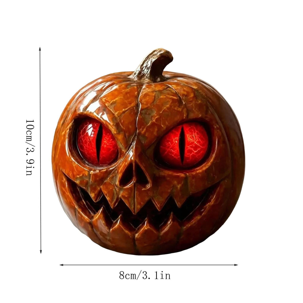 Halloween Scary Jack O Lantern Pumpkin Statue with Color Changing LED Eyes Spooky Tabletop Yard Decor Prop