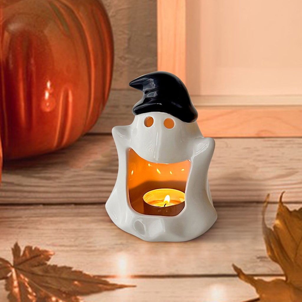 SCNOR Friendly Ghost Statue with Pumpkin Candy Bowl, 11.8 Inch Halloween Decoration for Outdoor Porch, Yard, Patio & Indoor