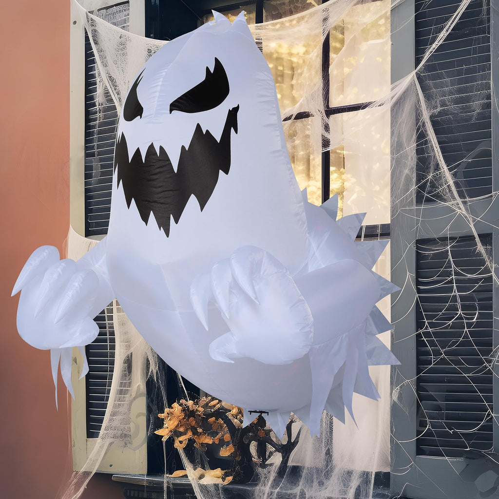 Joyfy 4 FT Halloween Inflatable Purple Octupos Head with Tentacles Broke Out from Window with Built-in LED Blow Up Inflatable for Window Decoration Yard Garden Lawn Decor