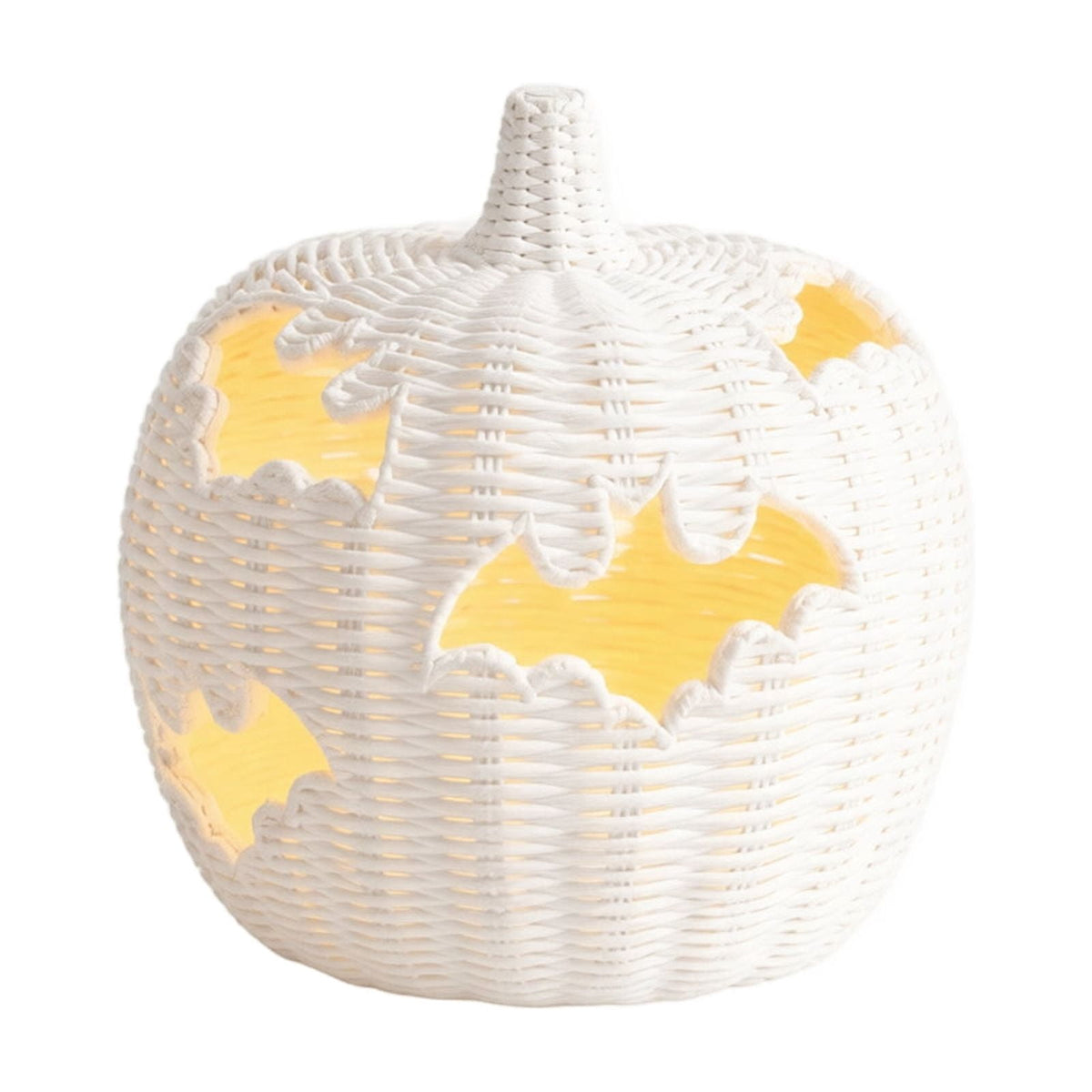 Aximioll Halloween Black Woven Jack-O-Lantern Pumpkin Decor, Hand Woven Rattan Wicker Style Statue, Trick or Treat Candy Bowl Lantern for Porch Entryway Fireplace Mantel Table, Black, 11 Inches