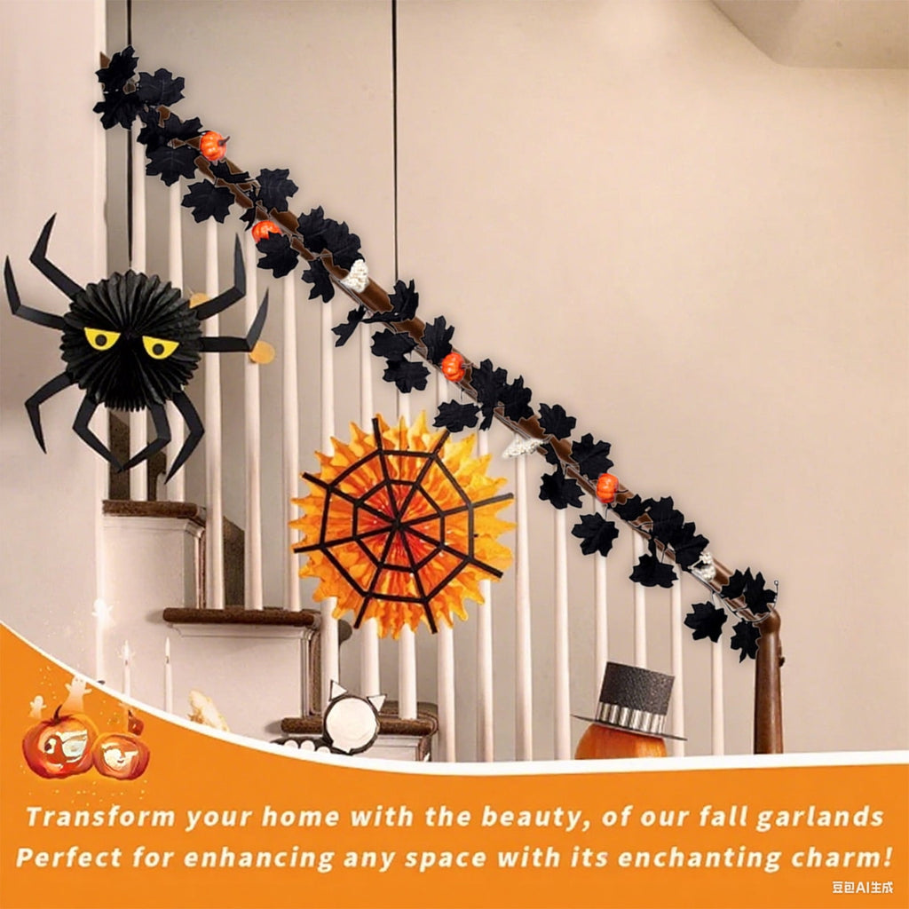 XGFHYJEH Halloween Decor, Halloween Decorations, Halloween Decorations Indoor, Halloween Decor Indoor, Halloween Garland Halloween Pumpkin Rattan Maple Leaf Rattan
