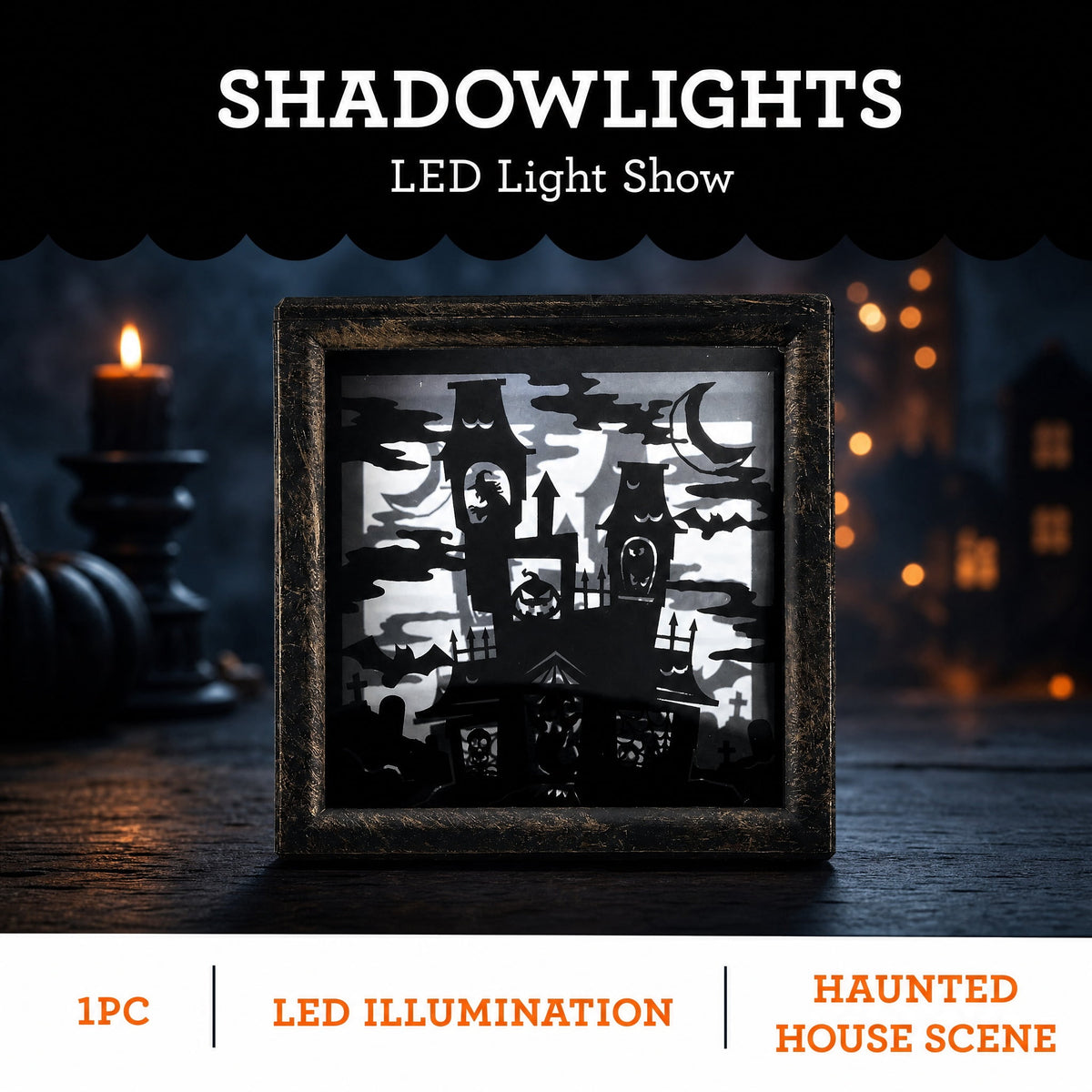 CubeXCube Halloween Lightshow Illuminations Haunted House Scene (Green) - Indoor/Outdoor Holiday Lighting