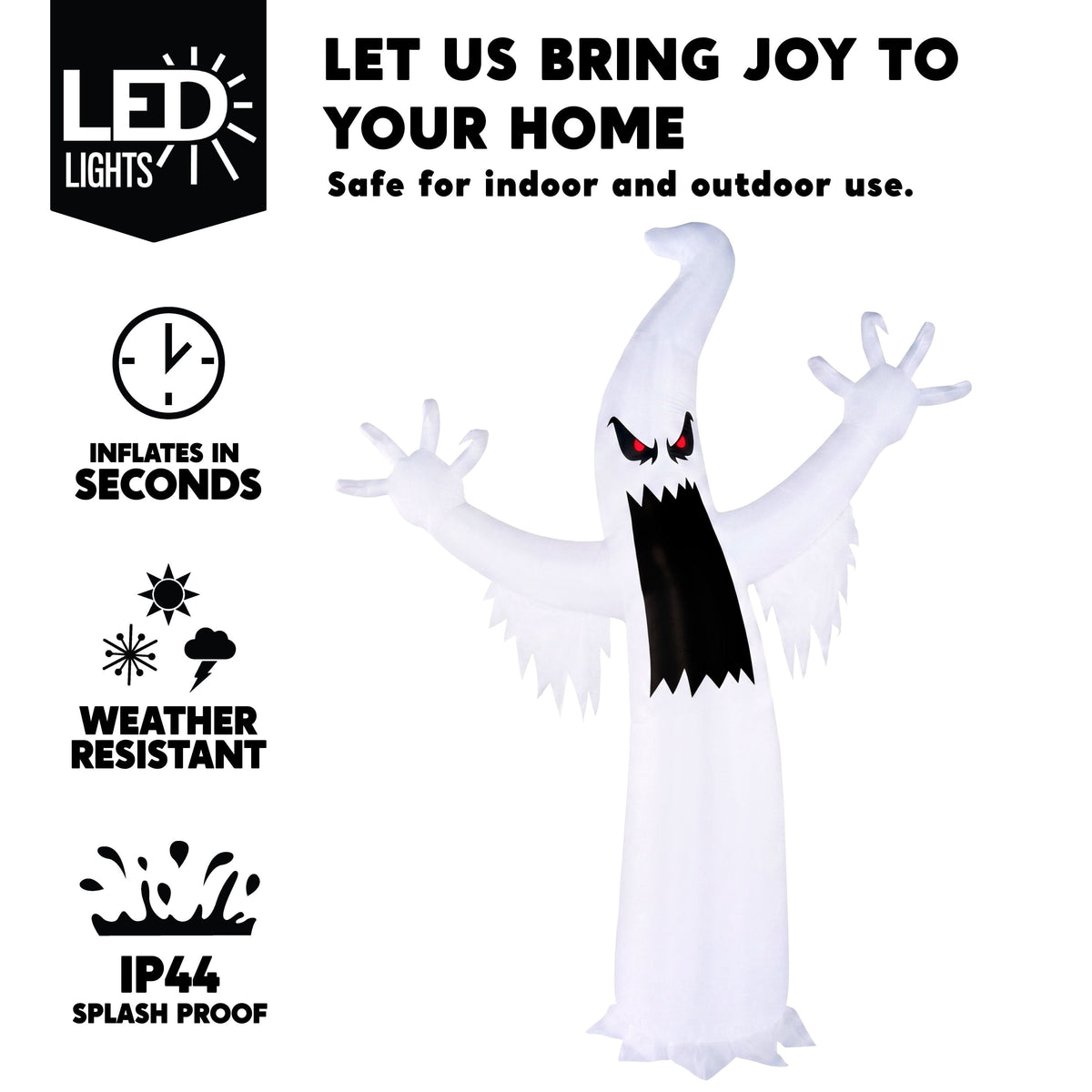 Joyfy 12ft Halloween Ghost Inflatable,Giant Ghosts inflatables with Build-in LEDs Outdoor Decorations,Blow Ups Halloween Yard Inflatables