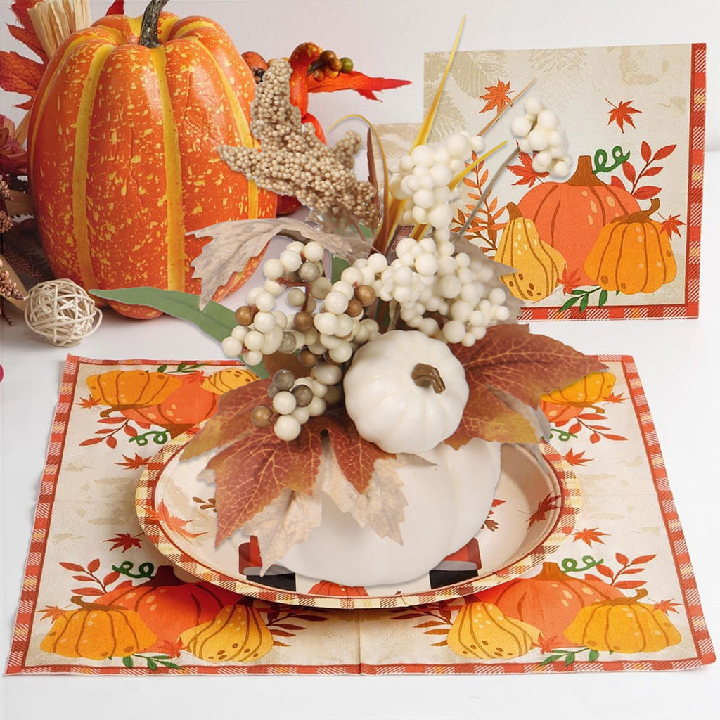 Artificial Pumpkin with Berry and Maple Leaf for Autumn Thanksgiving Table Decor, Fall Centerpiece in Wooden Box Indoor Outdoor Farmhouse Harvest Home Decor