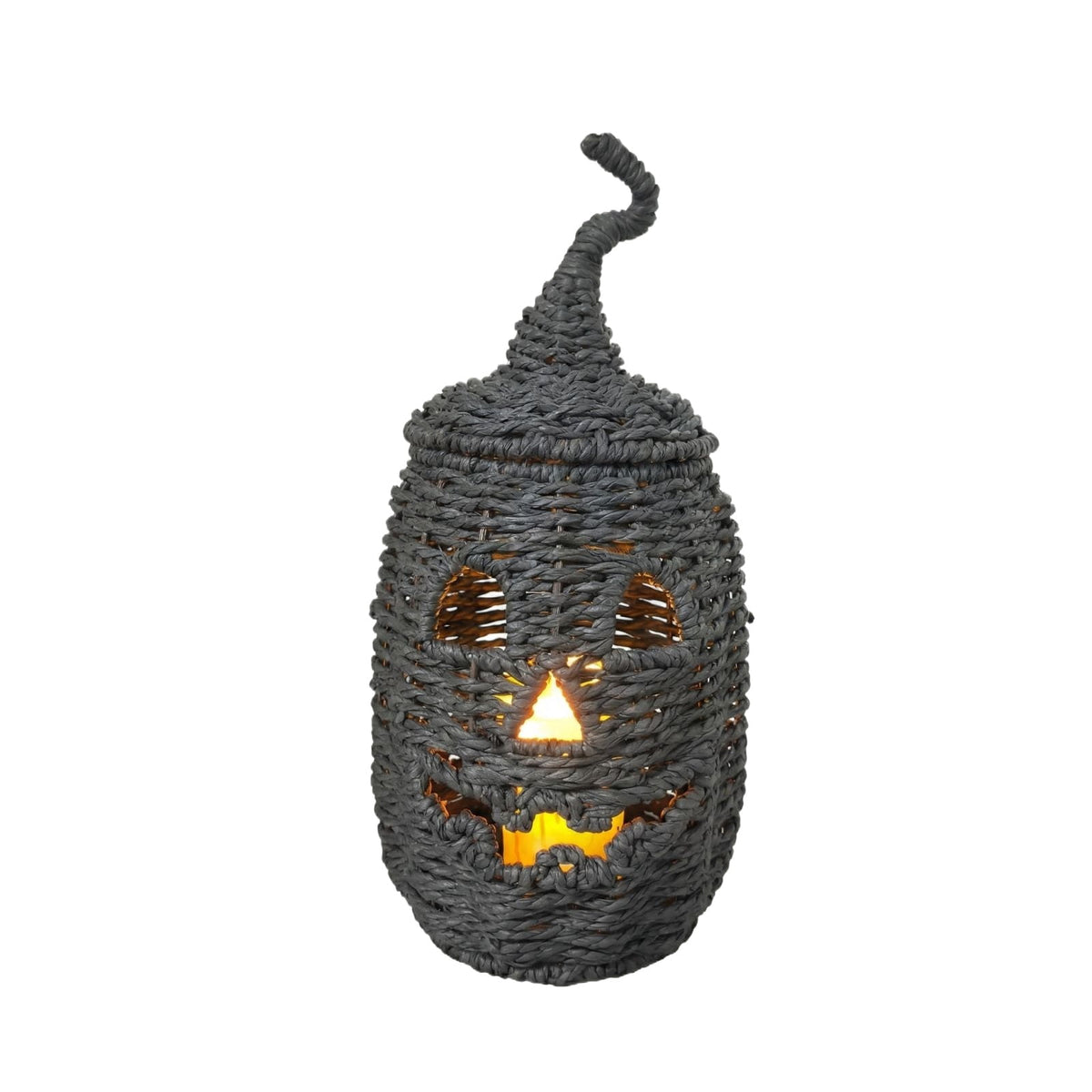 Handwoven Rattan Ghost Lantern with Witch Hat - 13.78 Inch White Wicker Ghost Decor, Light Up Halloween Decorations for Indoor Outdoor, Porch, Patio, Spooky Home Decor, Fall Harvest