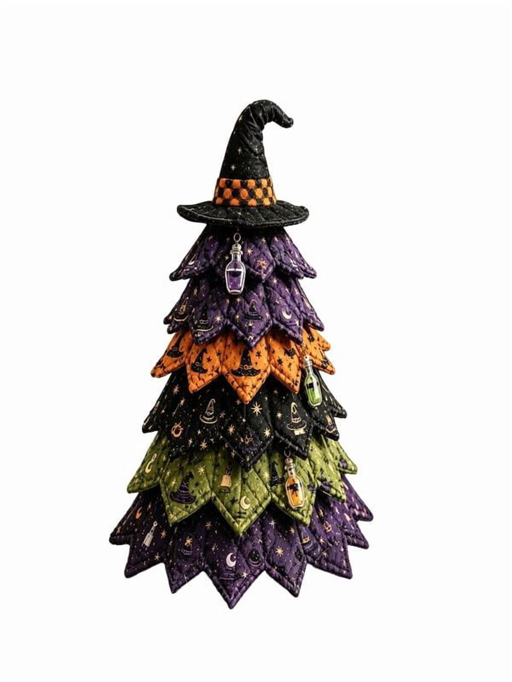 DIY Halloween Quilted Fabric Tree Kit, Sewing Project Holiday Mantel Decor, Quilted Patchwork Fabric Halloween Tabletop Christmas Tree, Handmade Gifts for Craft Lovers, Charming Patchwork Bundle #Cat