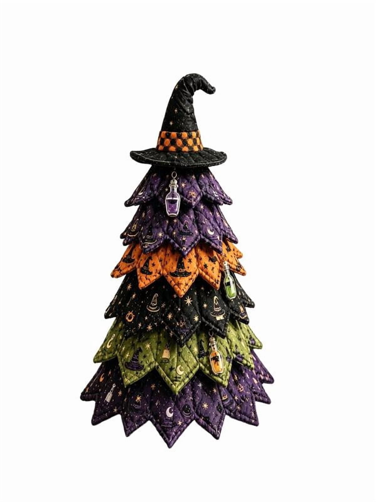 DIY Halloween Quilted Fabric Tree Kit, Sewing Project Holiday Mantel Decor, Quilted Patchwork Fabric Halloween Tabletop Christmas Tree, Handmade Gifts for Craft Lovers, Charming Patchwork Bundle #Cat