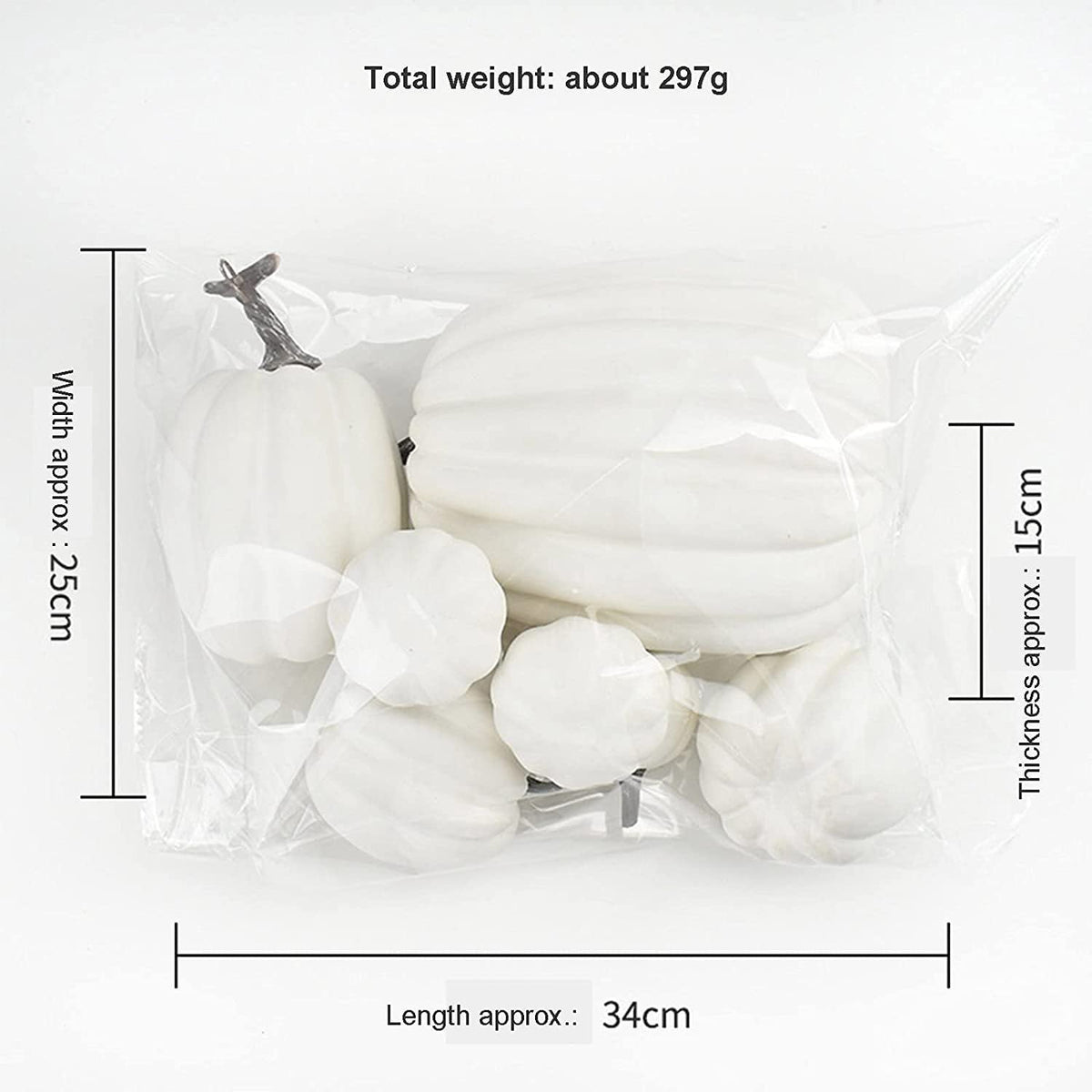 CQHVKQ 7PCS Fake Pumpkins Foam Decor Set, Fall Pumpkins Decoration from Sizes 1.9" to 7.5", Artificial Styrofoam Pumpkins for Table Centerpieces, Fall, Thanksgiving & Halloween DIY, Orange