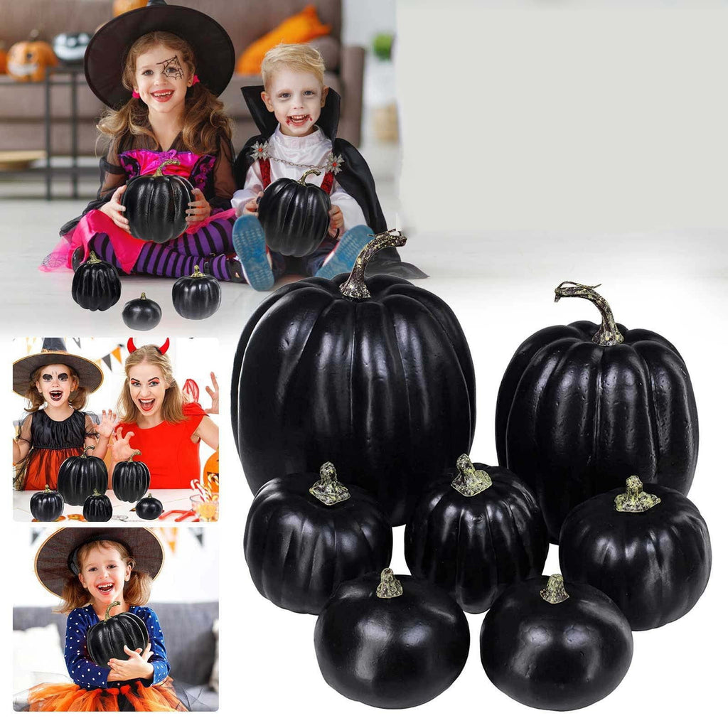 LSLJS Halloween Pumpkin Decorations, 8 Pack Different Size Artificial Lifelike Pumpkins Fall Crop Pumpkins Ornaments,Havest Pumpkin Simulation Model For Home Garden, Thanksgiving, Halloween