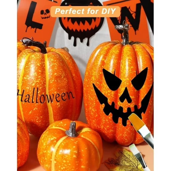 CQHVKQ 7PCS Fake Pumpkins Foam Decor Set, Fall Pumpkins Decoration from Sizes 1.9" to 7.5", Artificial Styrofoam Pumpkins for Table Centerpieces, Fall, Thanksgiving & Halloween DIY, Orange