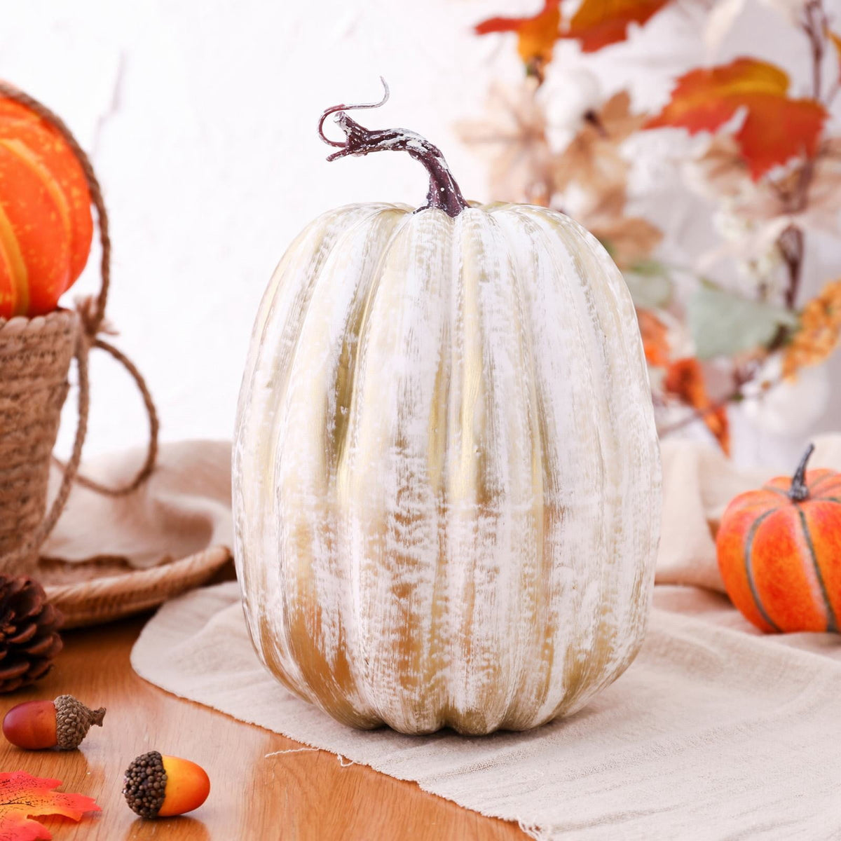 FXMLRLK 1 PCS 6.5 Inch Pink Plastic Pumpkins for Decorating - Large Artificial Foam Pumpkins for Fall Decor, Halloween, Thanksgiving, Paintable for DIY Crafts & Centerpieces