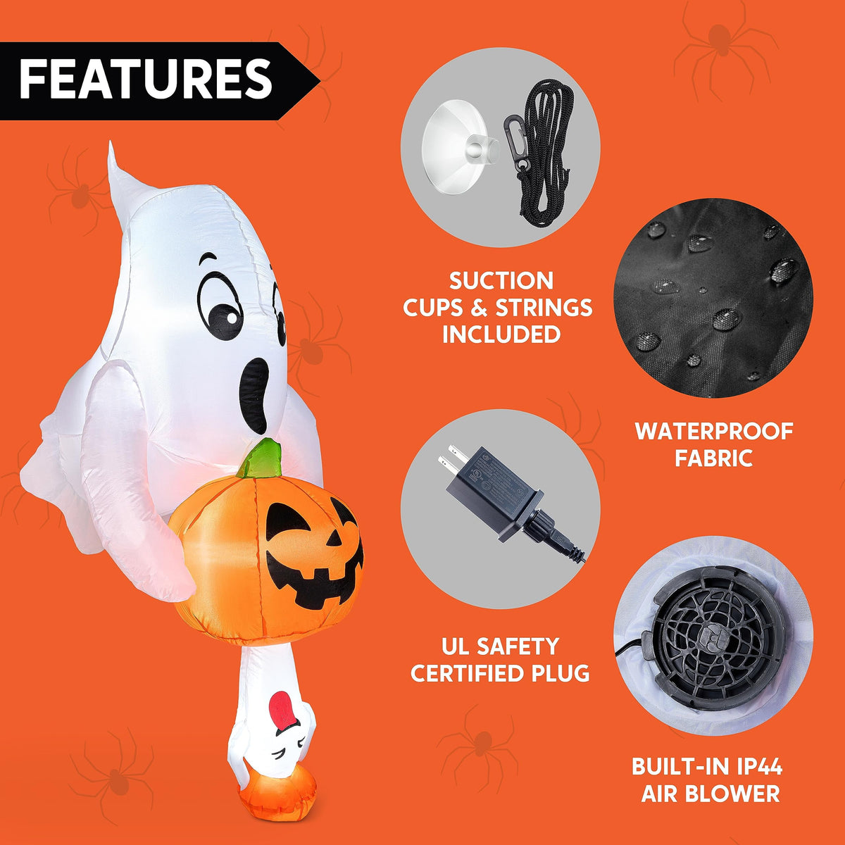 Joyfy 4 FT Halloween Inflatable Purple Octupos Head with Tentacles Broke Out from Window with Built-in LED Blow Up Inflatable for Window Decoration Yard Garden Lawn Decor