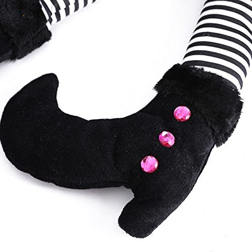 Onedor Happy Halloween Wreath 39 Inch Witch Hat Legs Pumpkin Door Decorations Artificial Handmade Wreath for Front Door or Indoor Wall Decor